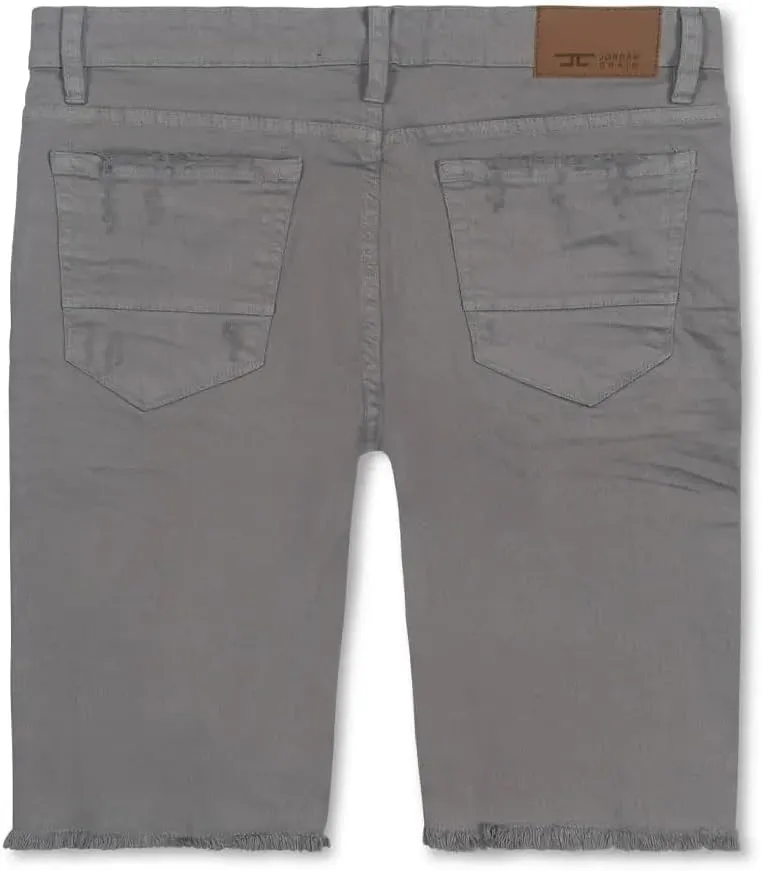 Men Twill Garment Dyed Denim Shorts (Light Grey)