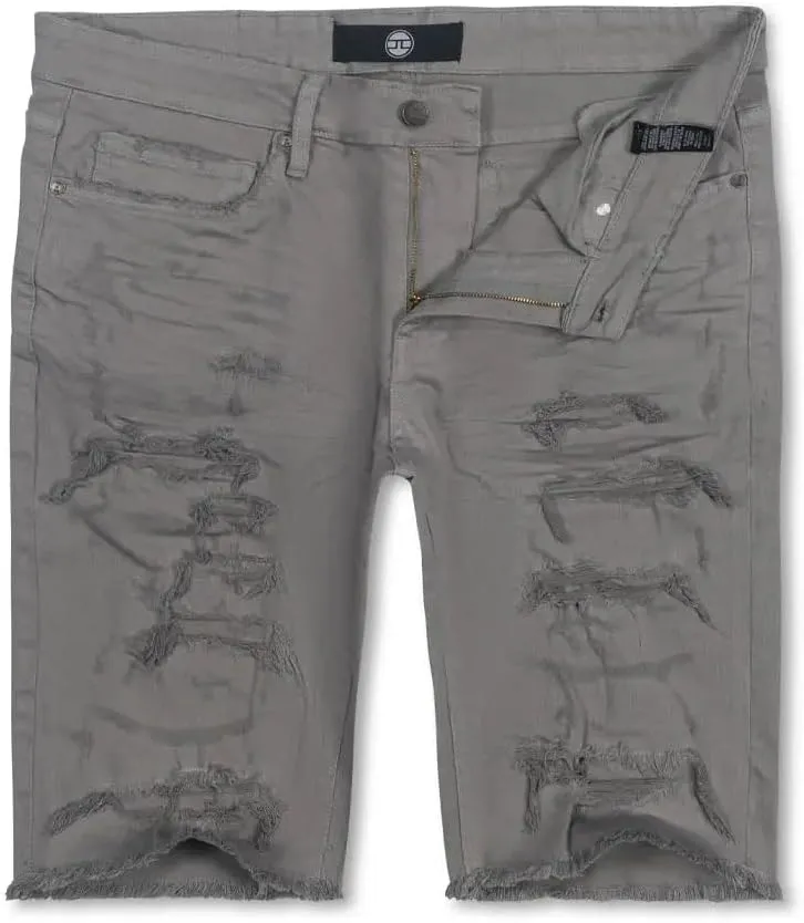 Men Twill Garment Dyed Denim Shorts (Light Grey)