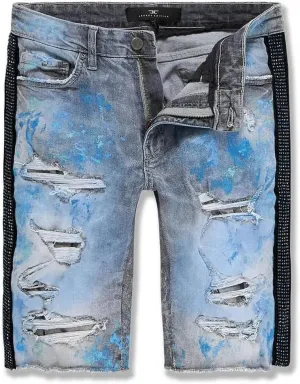 Men Vegas Striped Denim Shorts (Blue Wave)