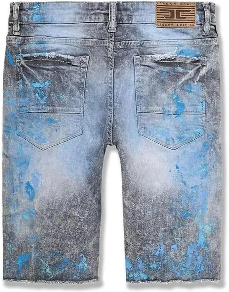 Men Vegas Striped Denim Shorts (Blue Wave)
