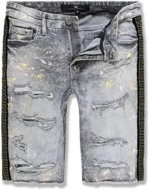 Men Vegas Striped Denim Shorts (Fog)