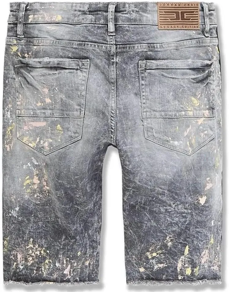 Men Vegas Striped Denim Shorts (Fog)
