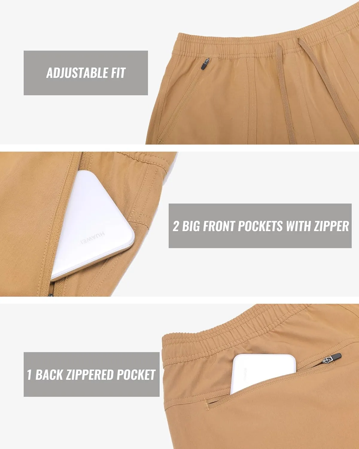 Men's 7" Quick Dry Stretch Hiking Shorts for Running Fishing and Outdoor Adventure with Multi Pockets
