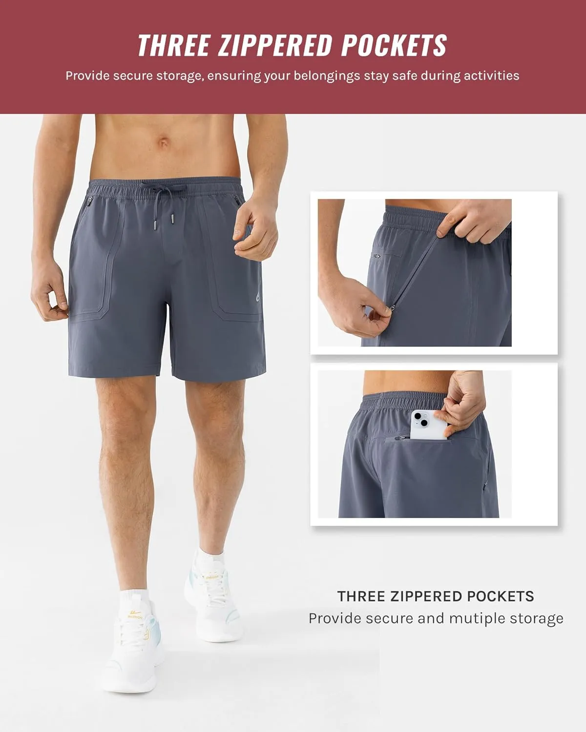 Men's 7" Quick Dry Stretch Hiking Shorts for Running Fishing and Outdoor Adventure with Multi Pockets