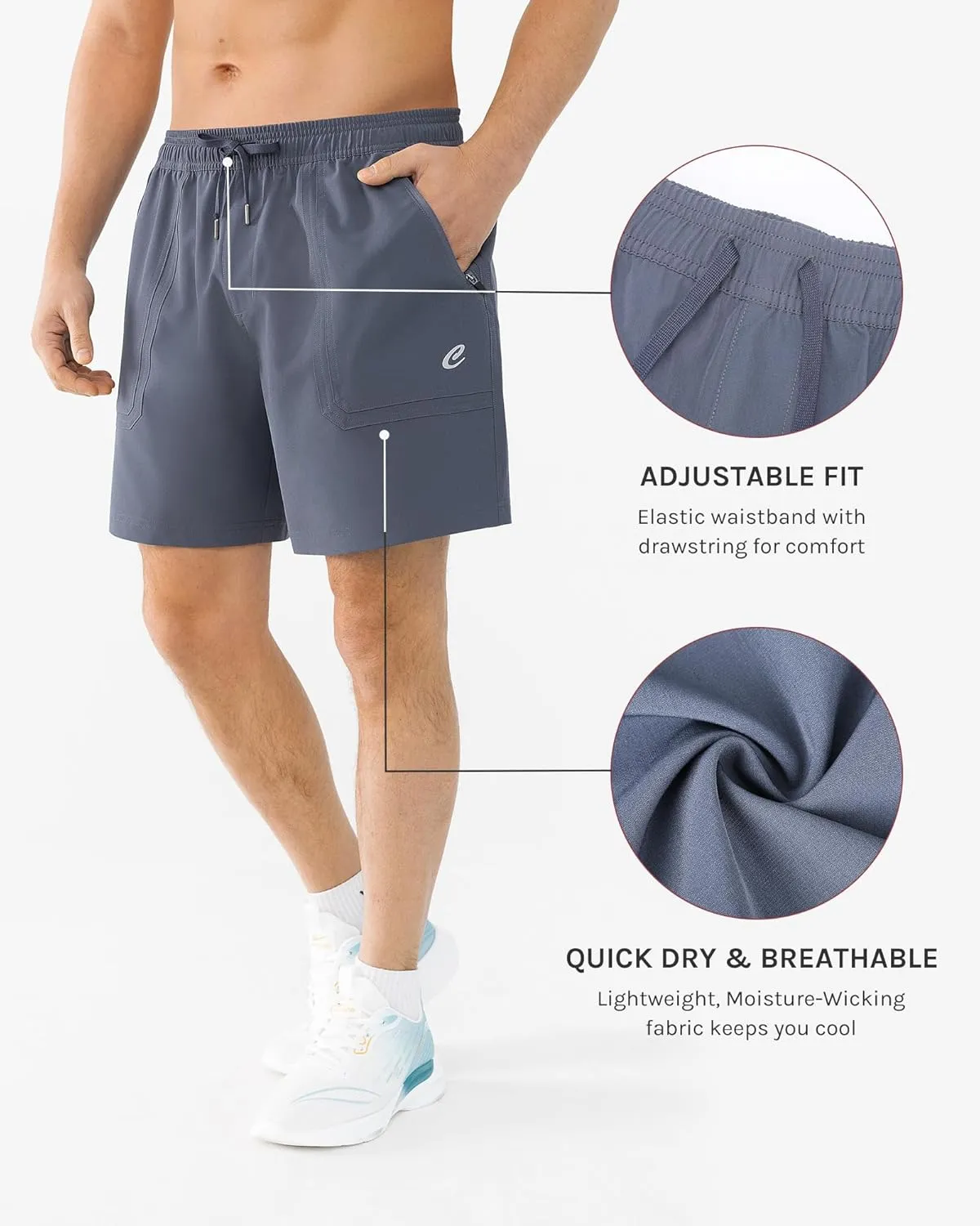 Men's 7" Quick Dry Stretch Hiking Shorts for Running Fishing and Outdoor Adventure with Multi Pockets
