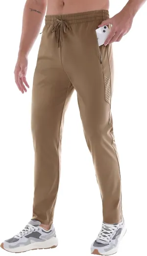 Men's Athletic Joggers Pants Workout Jogging Sweatpants Elastic Waist Tapered Stretch Casual Track Pants Zip Pockets