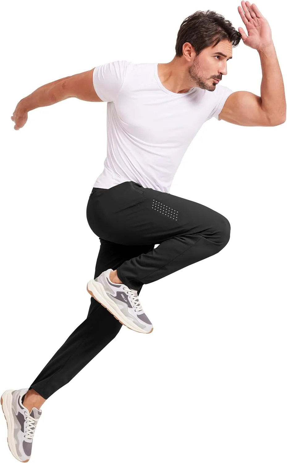 Men's Athletic Joggers Pants Workout Jogging Sweatpants Elastic Waist Tapered Stretch Casual Track Pants Zip Pockets