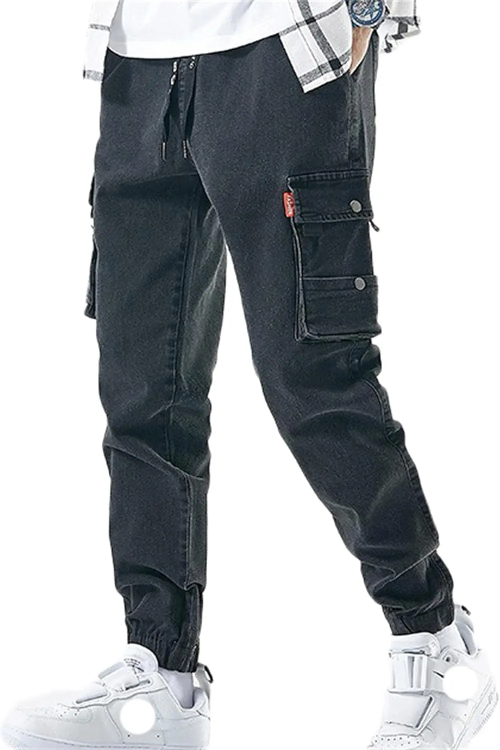 Men's Baggy Jeans Hip Hop Jeans Drawstring Multi Pocket Loose Jeans Fashion Dance Skater Skateboard Pants
