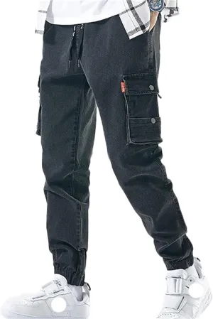 Men's Baggy Jeans Hip Hop Jeans Drawstring Multi Pocket Loose Jeans Fashion Dance Skater Skateboard Pants