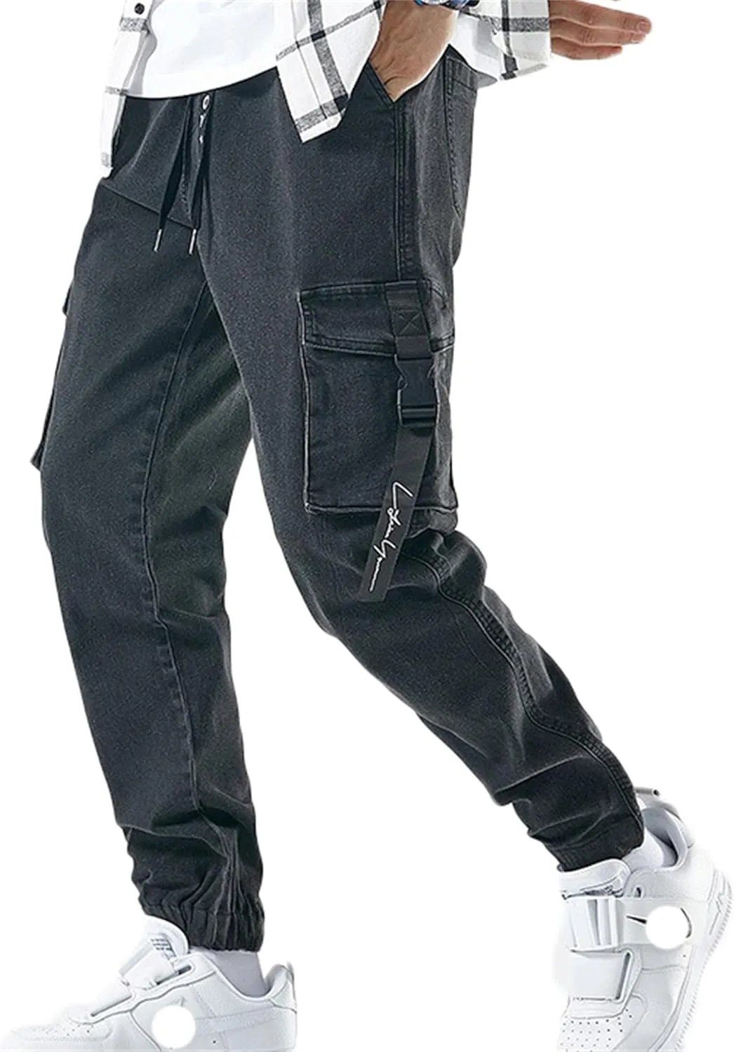 Men's Baggy Jeans Hip Hop Jeans Drawstring Multi Pocket Loose Jeans Fashion Dance Skater Skateboard Pants