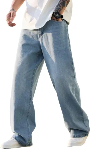 Men's Baggy Jeans Y2K Vintage Wide Leg Denim Pants Hip Hop Extra Loose Skater Jeans Streetwear
