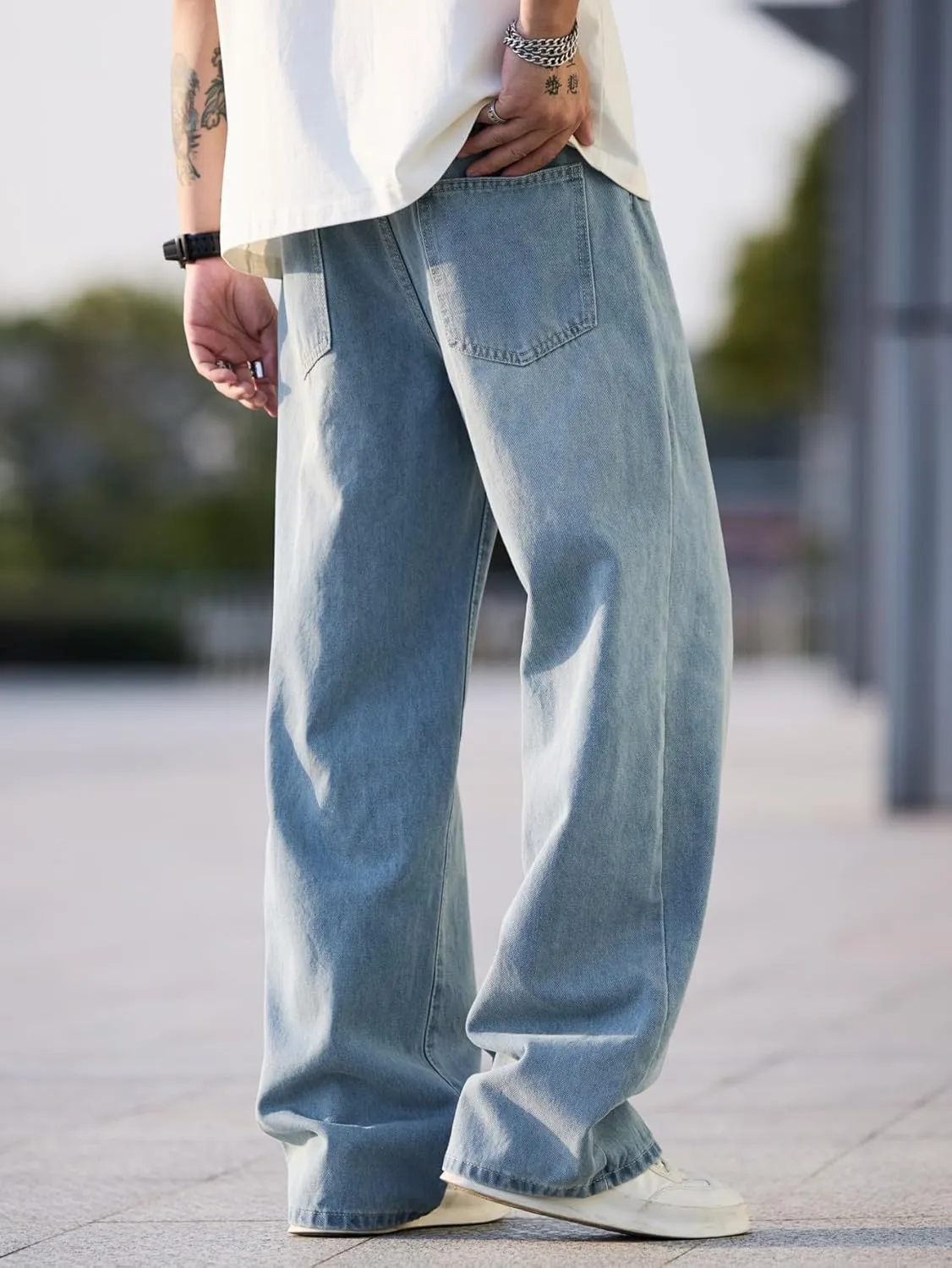 Men's Baggy Jeans Y2K Vintage Wide Leg Denim Pants Hip Hop Extra Loose Skater Jeans Streetwear