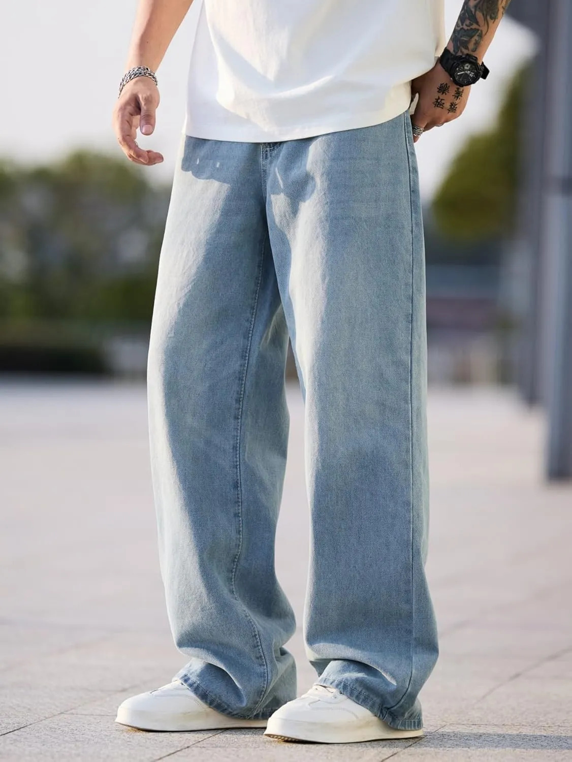 Men's Baggy Jeans Y2K Vintage Wide Leg Denim Pants Hip Hop Extra Loose Skater Jeans Streetwear