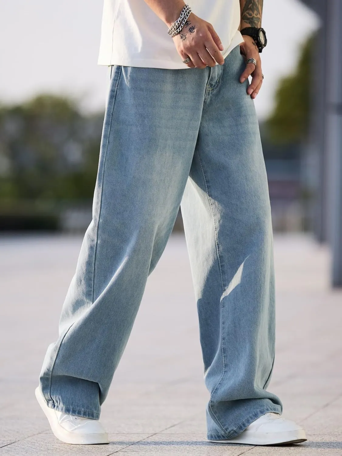 Men's Baggy Jeans Y2K Vintage Wide Leg Denim Pants Hip Hop Extra Loose Skater Jeans Streetwear