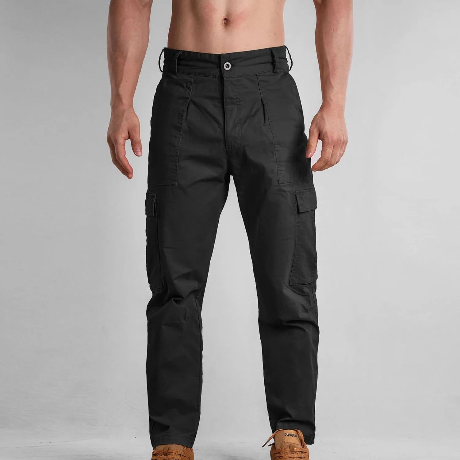 Mens Cargo Casual Pants Outdoor Hiking Pants Light Multi-Pocket Pants Autumn Sports Pants Running Travel Pants