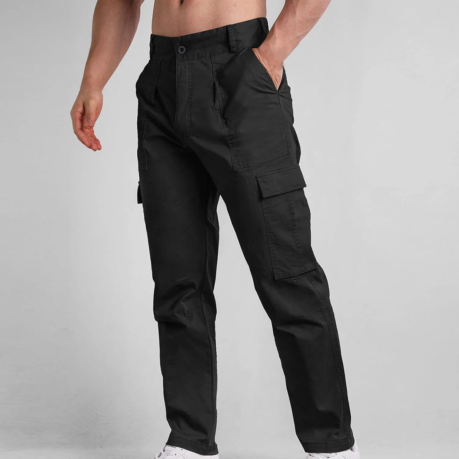 Mens Cargo Casual Pants Outdoor Hiking Pants Light Multi-Pocket Pants Autumn Sports Pants Running Travel Pants