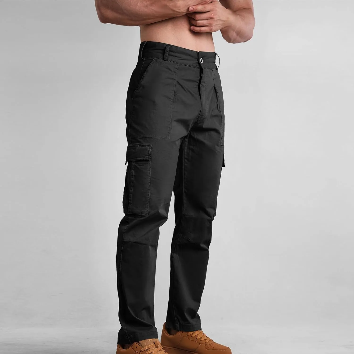 Mens Cargo Casual Pants Outdoor Hiking Pants Light Multi-Pocket Pants Autumn Sports Pants Running Travel Pants