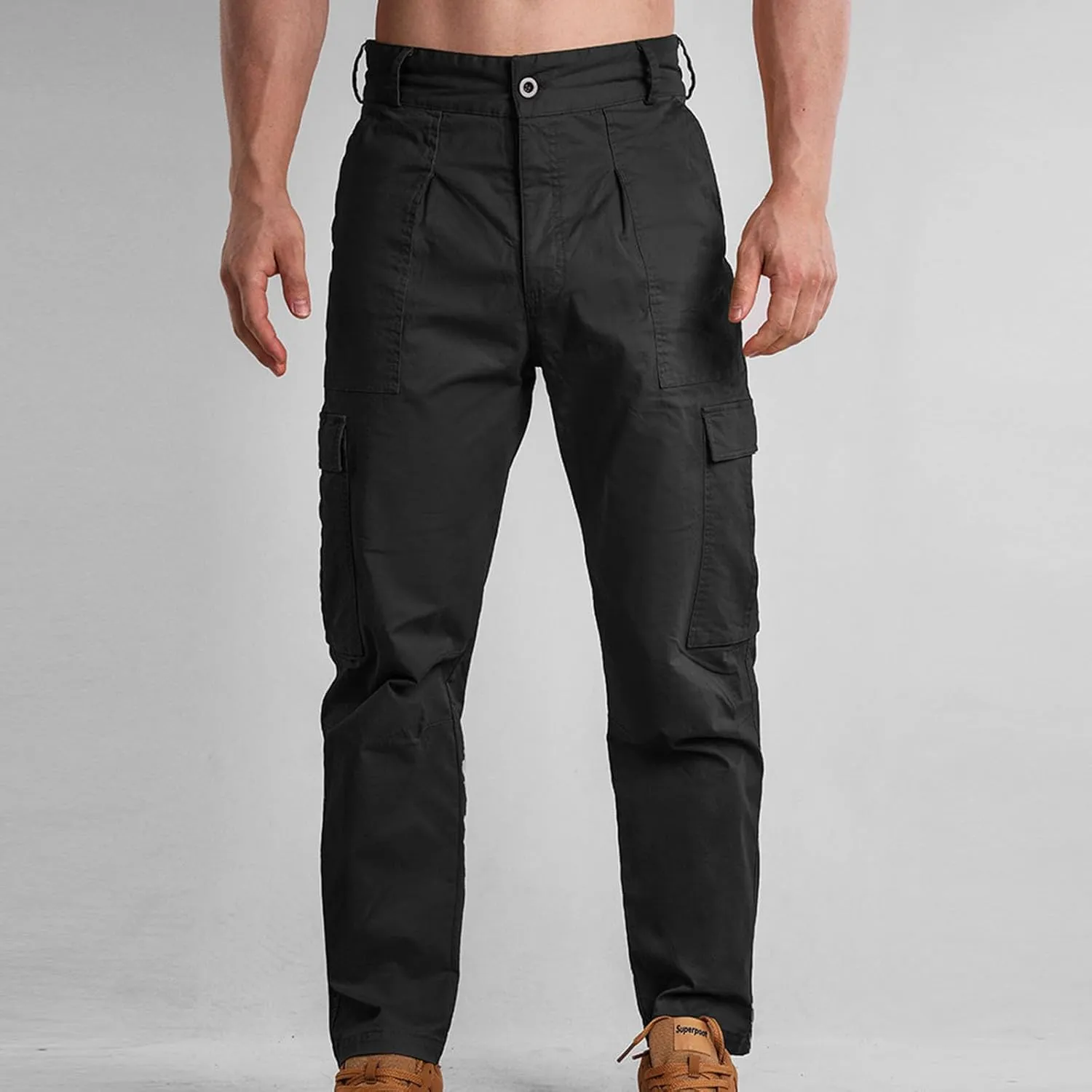 Mens Cargo Casual Pants Outdoor Hiking Pants Light Multi-Pocket Pants Autumn Sports Pants Running Travel Pants