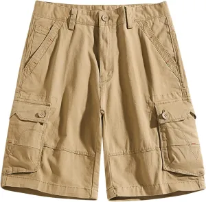 Men’s Cargo Shorts 5 Inch Inseam Perfect Classic Fit Multi Pockets Tooling Shorts Fashion Outdoor Linen Shorts