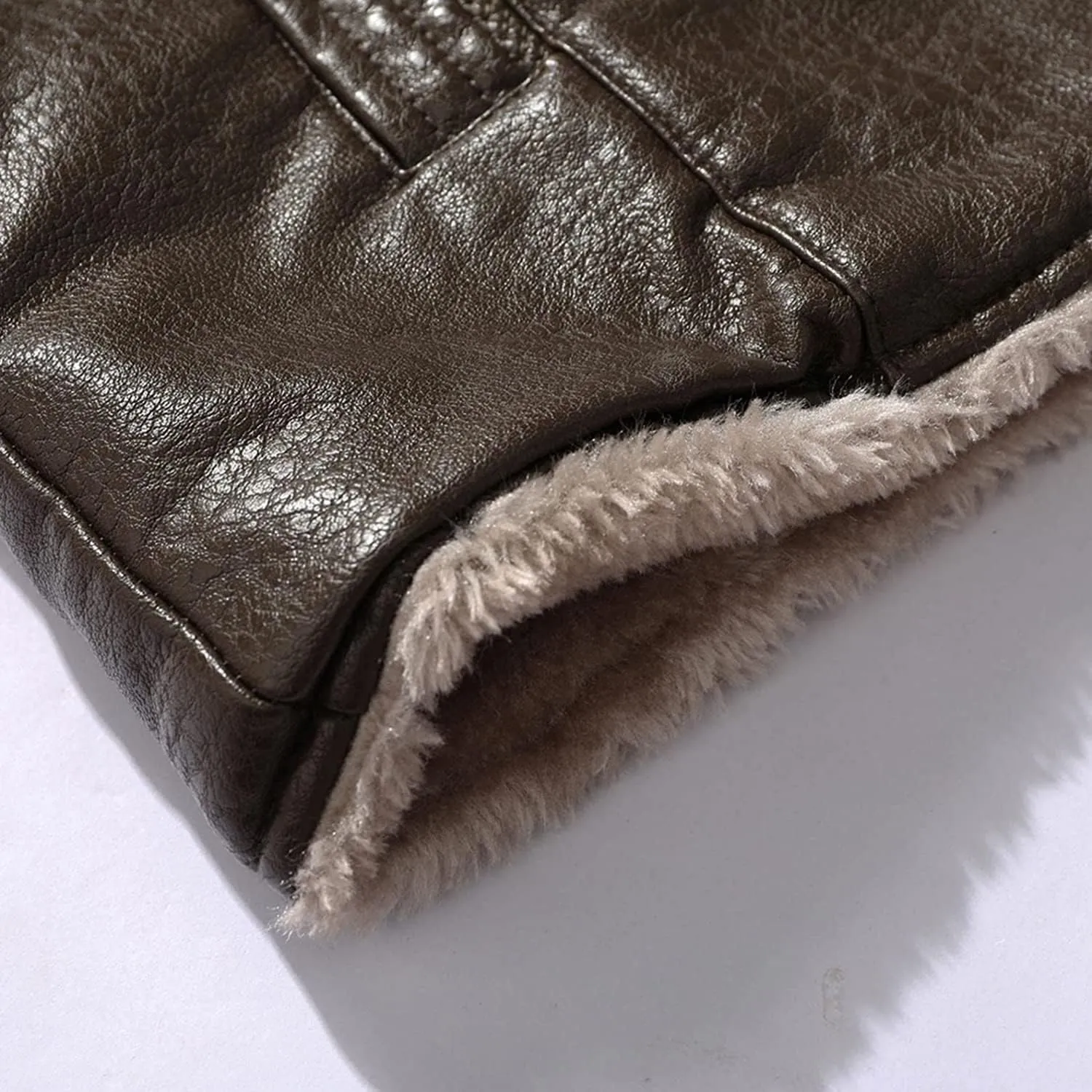Mens Casual Winter Thicken Jacket Coats Bomber Aviator, Genuine Sheepskin Leather Aviator Bomber Jacket for Men