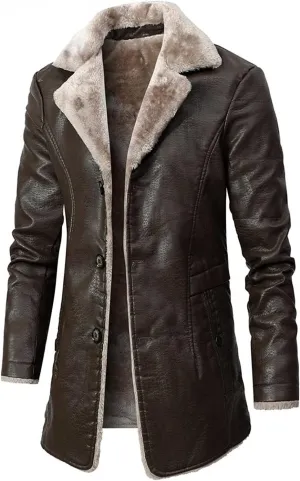 Mens Casual Winter Thicken Jacket Coats Bomber Aviator, Genuine Sheepskin Leather Aviator Bomber Jacket for Men