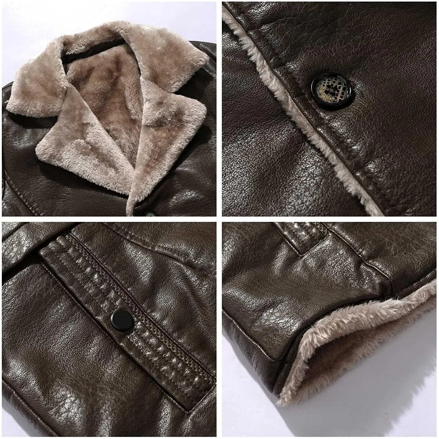 Mens Casual Winter Thicken Jacket Coats Bomber Aviator, Genuine Sheepskin Leather Aviator Bomber Jacket for Men