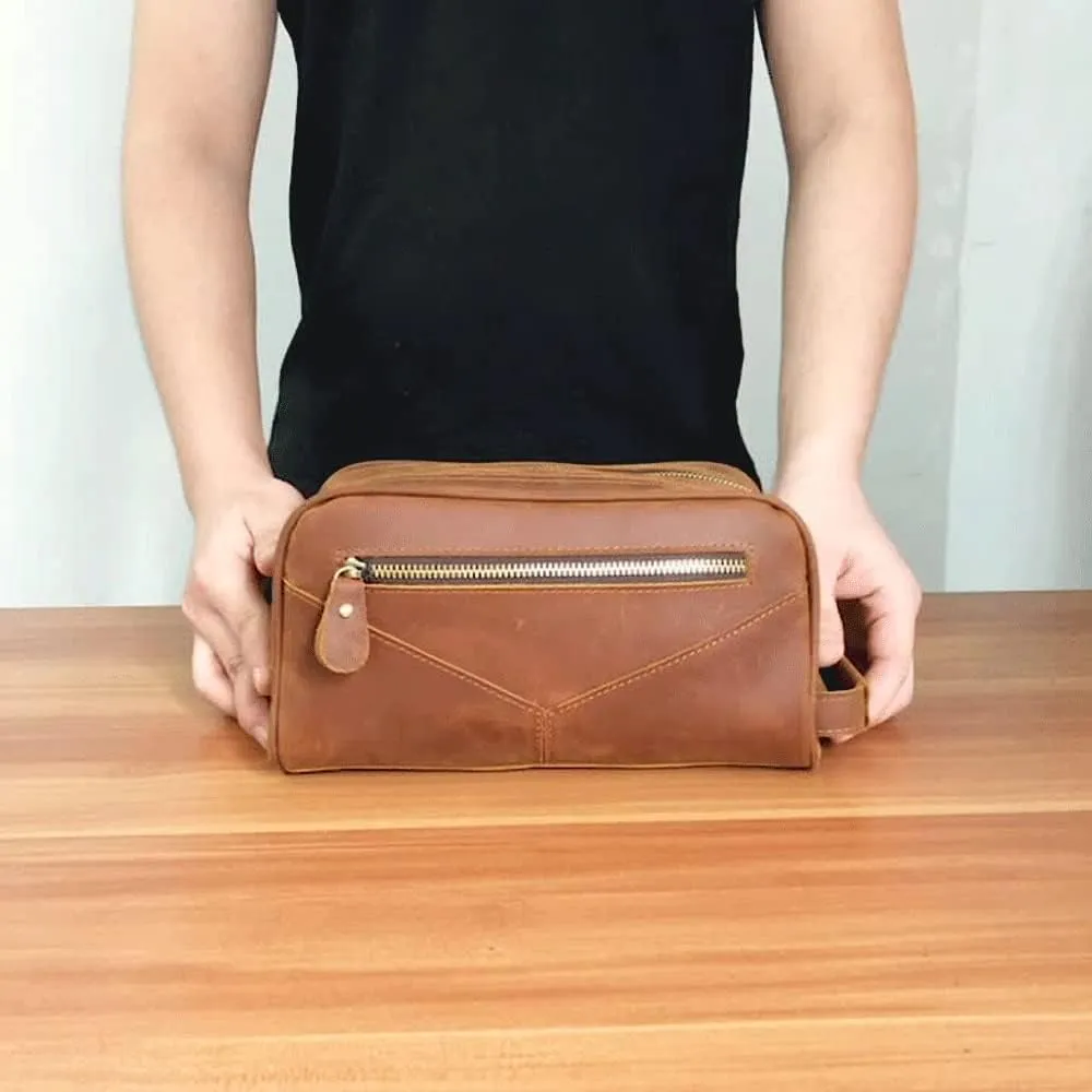 Mens Clutch Bag Handbag Genuine Leather Purse Zipper Long Wallet Business Large Hand Clutch Phone Holder