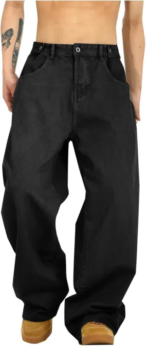 Men's Denim Cargo Pants Straight Leg Jean Trousers Casual Loose Fit Work Pants Jeans Y2k Hip Hop Denim Jean Sweatpant