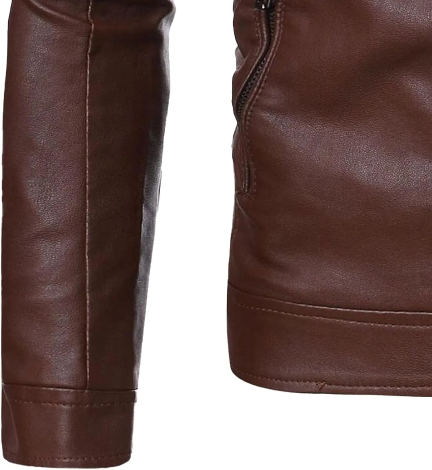 Men's Faux Zip-Up Slim Armor Leather Jacket Stand Collar PU Motorcycle Biker Outerwear Long Sleeve Coat Jackets