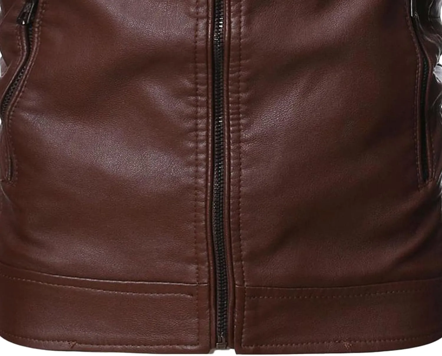 Men's Faux Zip-Up Slim Armor Leather Jacket Stand Collar PU Motorcycle Biker Outerwear Long Sleeve Coat Jackets