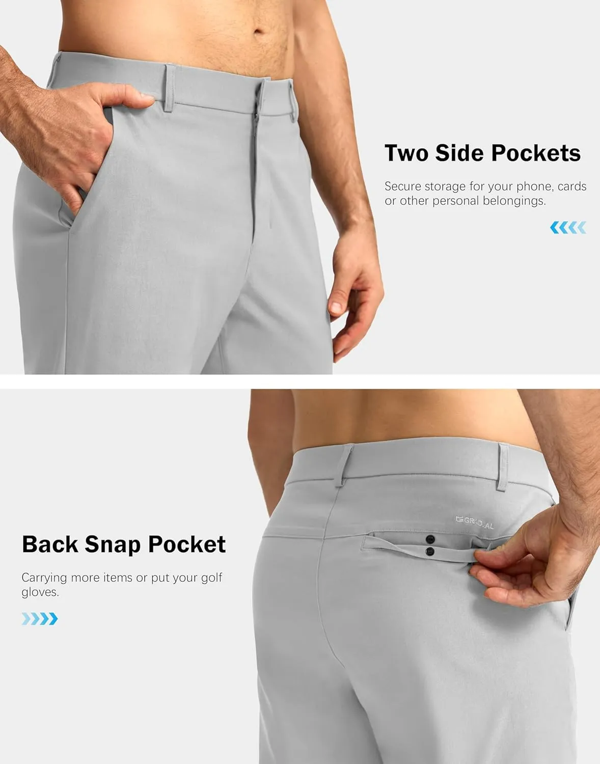 Mens Golf Pants 30"/32"/34" Stretch Dress Pants Quick Dry Casual Slacks Work Business Trousers for Men with Pockets