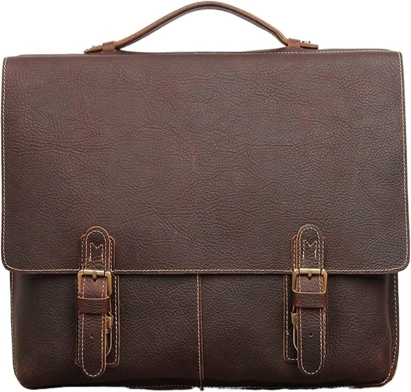 Men's Leather Briefcase Laptop Bag, Double Layer Working Tote for Men, Professional & Spacious