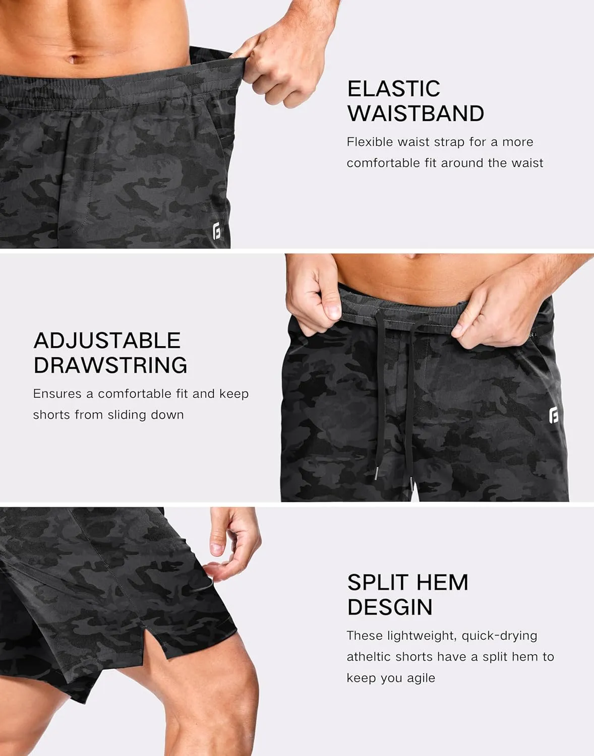Men's Lightweight Athletic Shorts with Zipper Pockets 7"/9" Gym Workout Quick Dry Running Tennis Basketball Shorts for Men