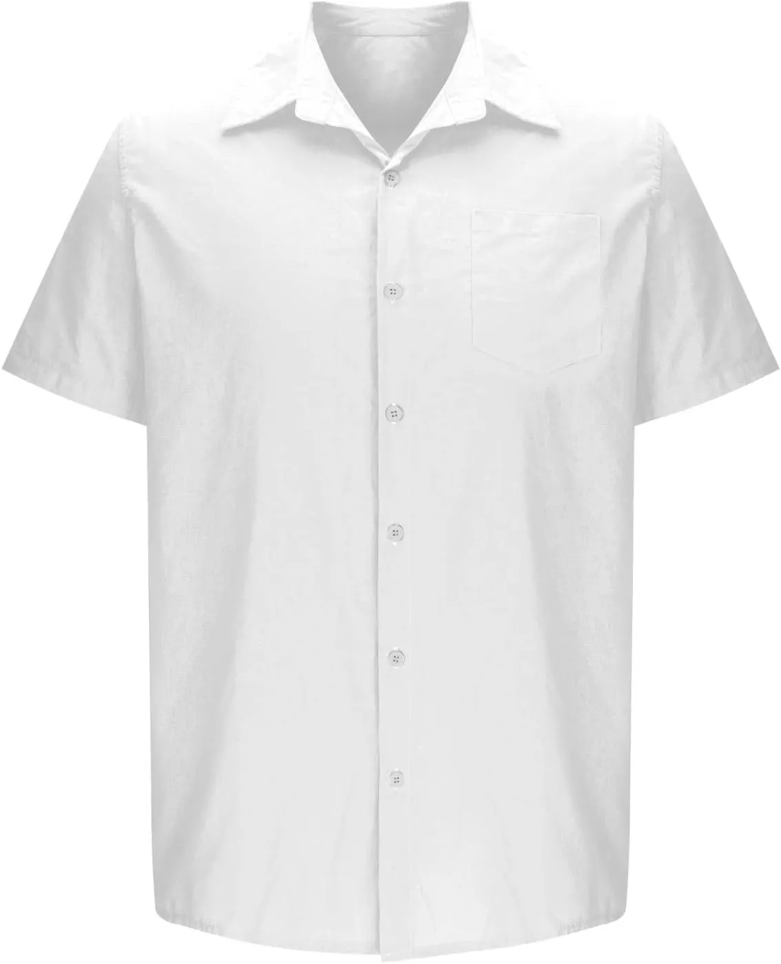 Men's Linen Shirts Summer Solid Color Short Sleeve Tops with Pockets Casual Stylish Lightweight Dress Beach Blouse