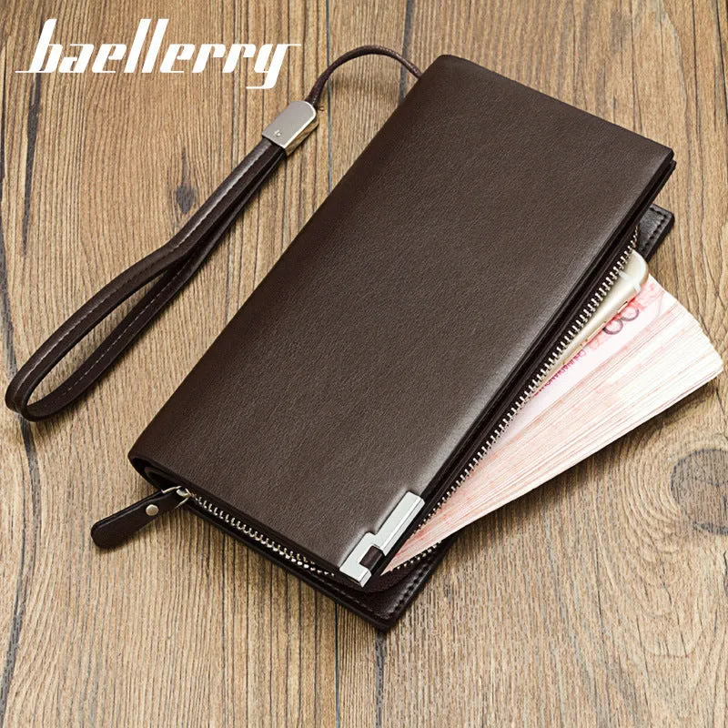 Men's Long Clutch Fashion Zipper Mobile Men's Wallets
