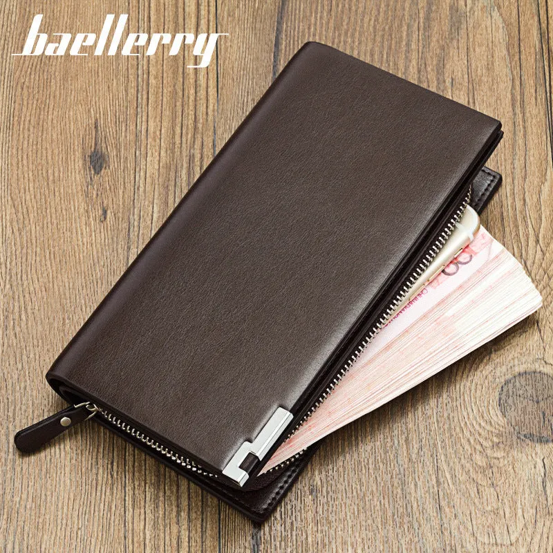 Men's Long Clutch Fashion Zipper Mobile Men's Wallets
