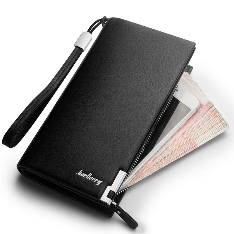 Men's Long Clutch Fashion Zipper Mobile Men's Wallets