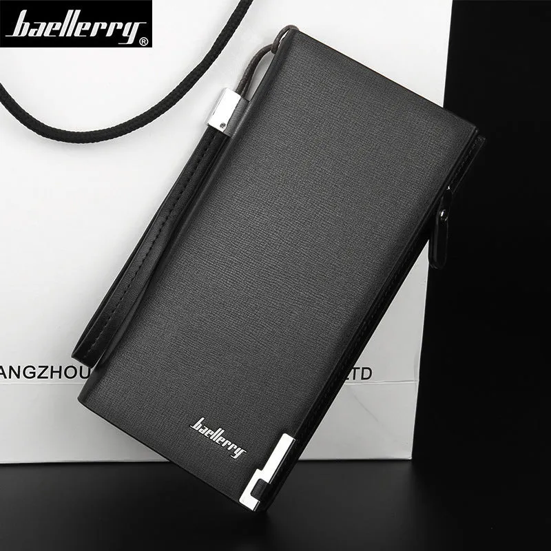 Men's Long Clutch Fashion Zipper Mobile Men's Wallets