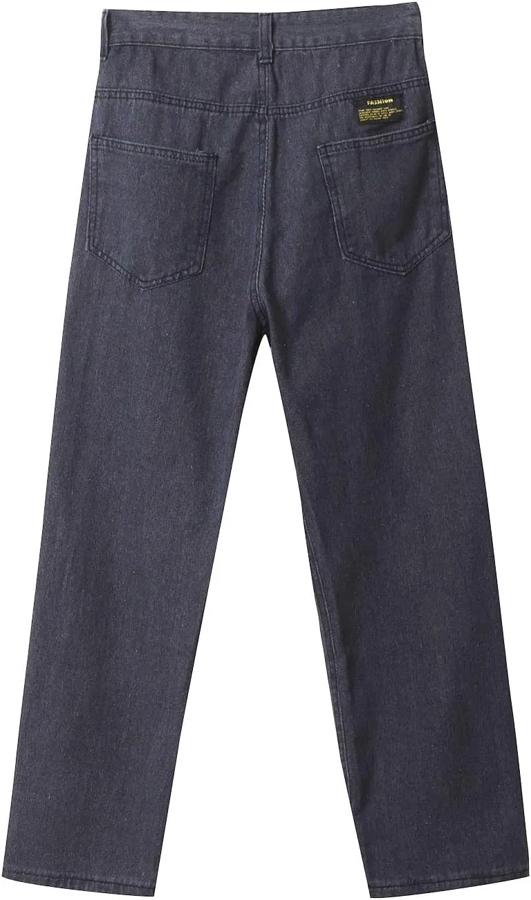 Mens Loose Fit Jeans Streetwear Skateboard Baggy Punk Y2k Hip Hop Multi-Pocket Oversized Wide Leg Denim Pants Trouser