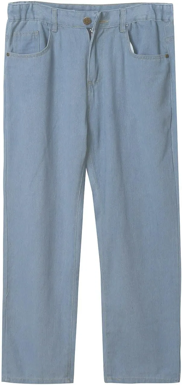 Mens Loose Fit Jeans Streetwear Skateboard Baggy Punk Y2k Hip Hop Multi-Pocket Oversized Wide Leg Denim Pants Trouser