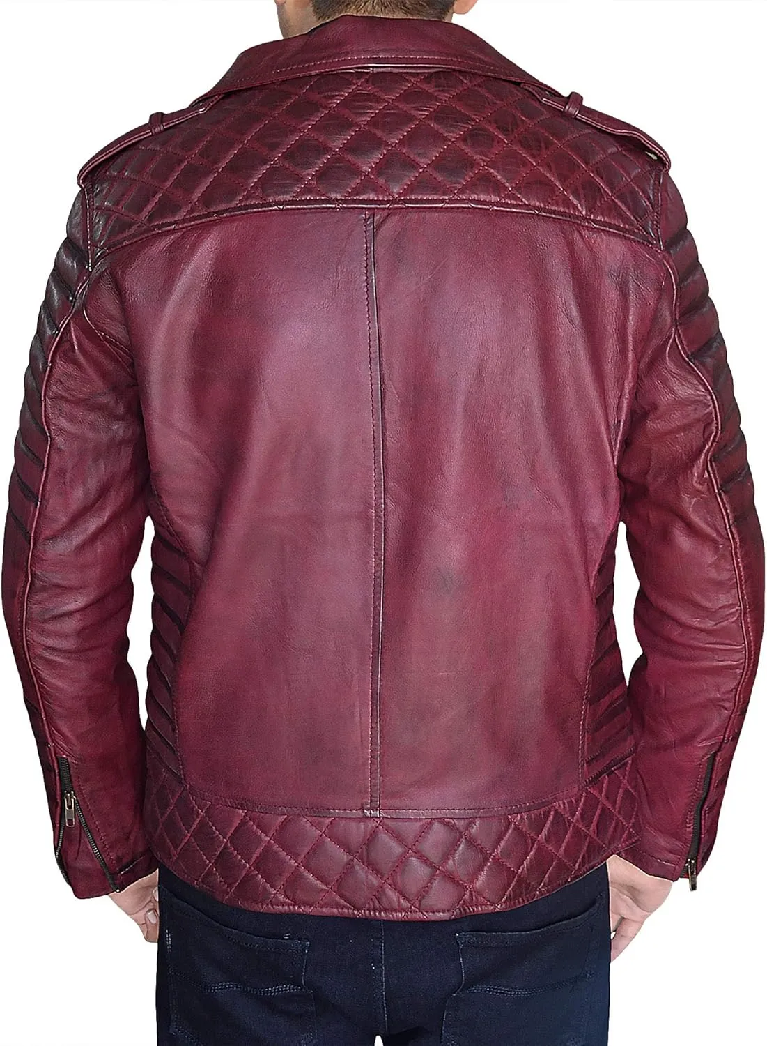 Mens Motorcycle Leather Jacket Black Brando Leather Biker Real Lambskin Asymmetrical Rider Jacket for Bikers