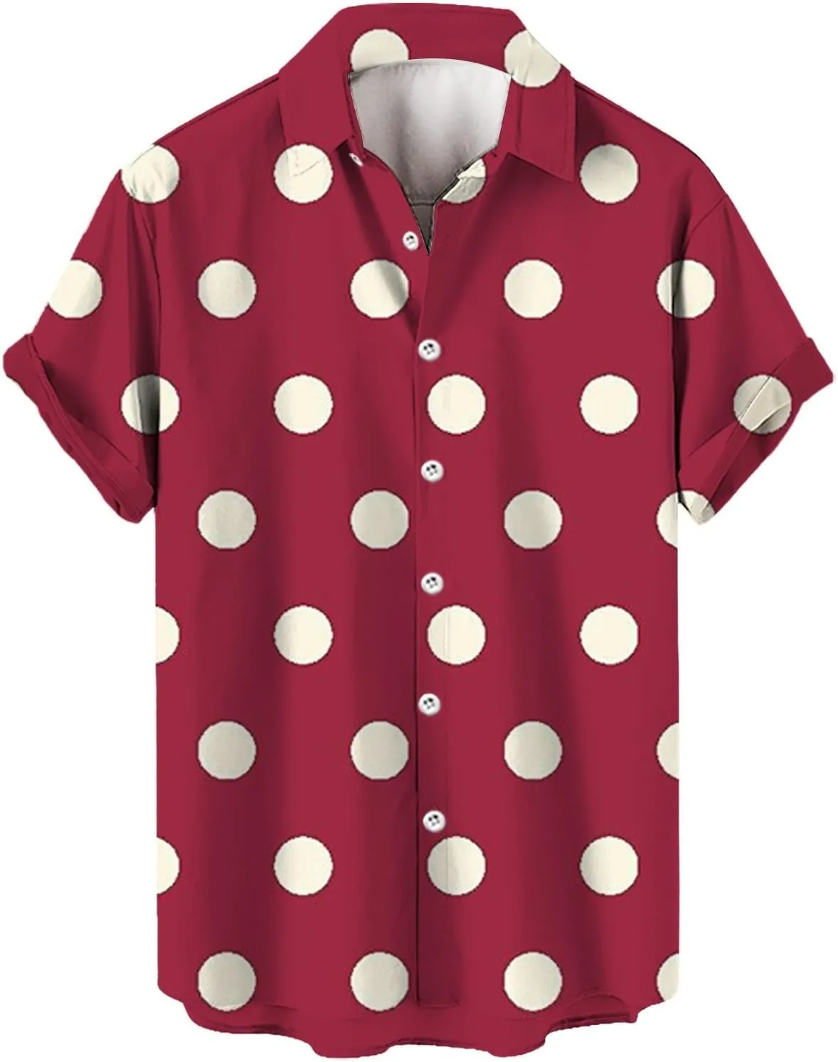 Men's Polka Dot 3D Print Shirt Short Sleeve Lapel Button Down Casual Slim Fit Graphic Tee Summer Beach Party Vacation Top
