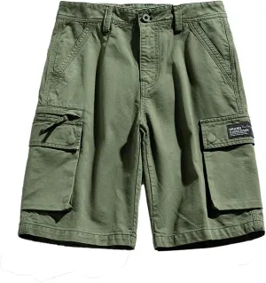 Men's Regular Fit Tactical Cargo Shorts - Summer Cotton Casual Shorts with Zipper Pockets