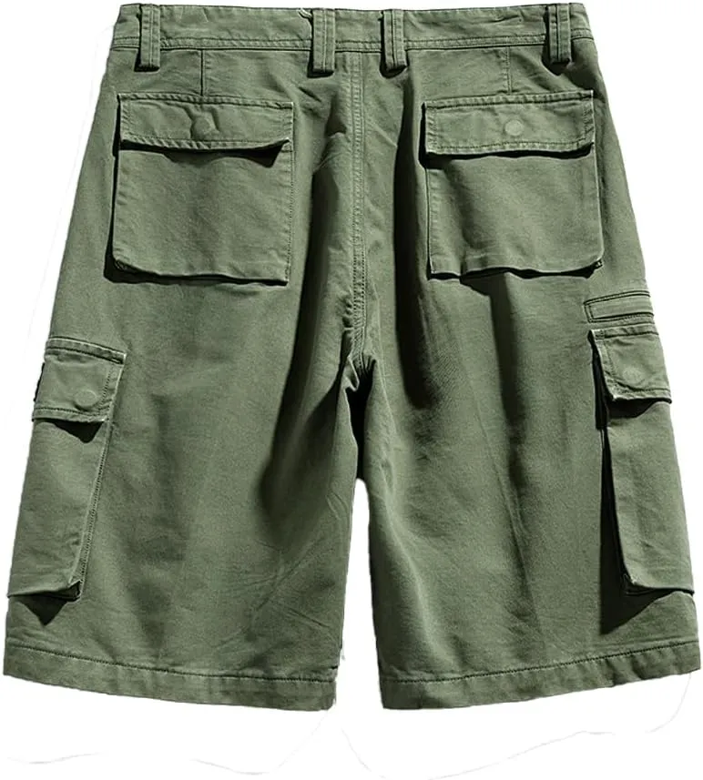 Men's Regular Fit Tactical Cargo Shorts - Summer Cotton Casual Shorts with Zipper Pockets