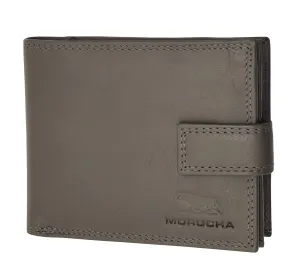 Mens RFID Blocking Leather Passcase Wallet With A Large Zip Around Coin Pocket M70 (GREY)