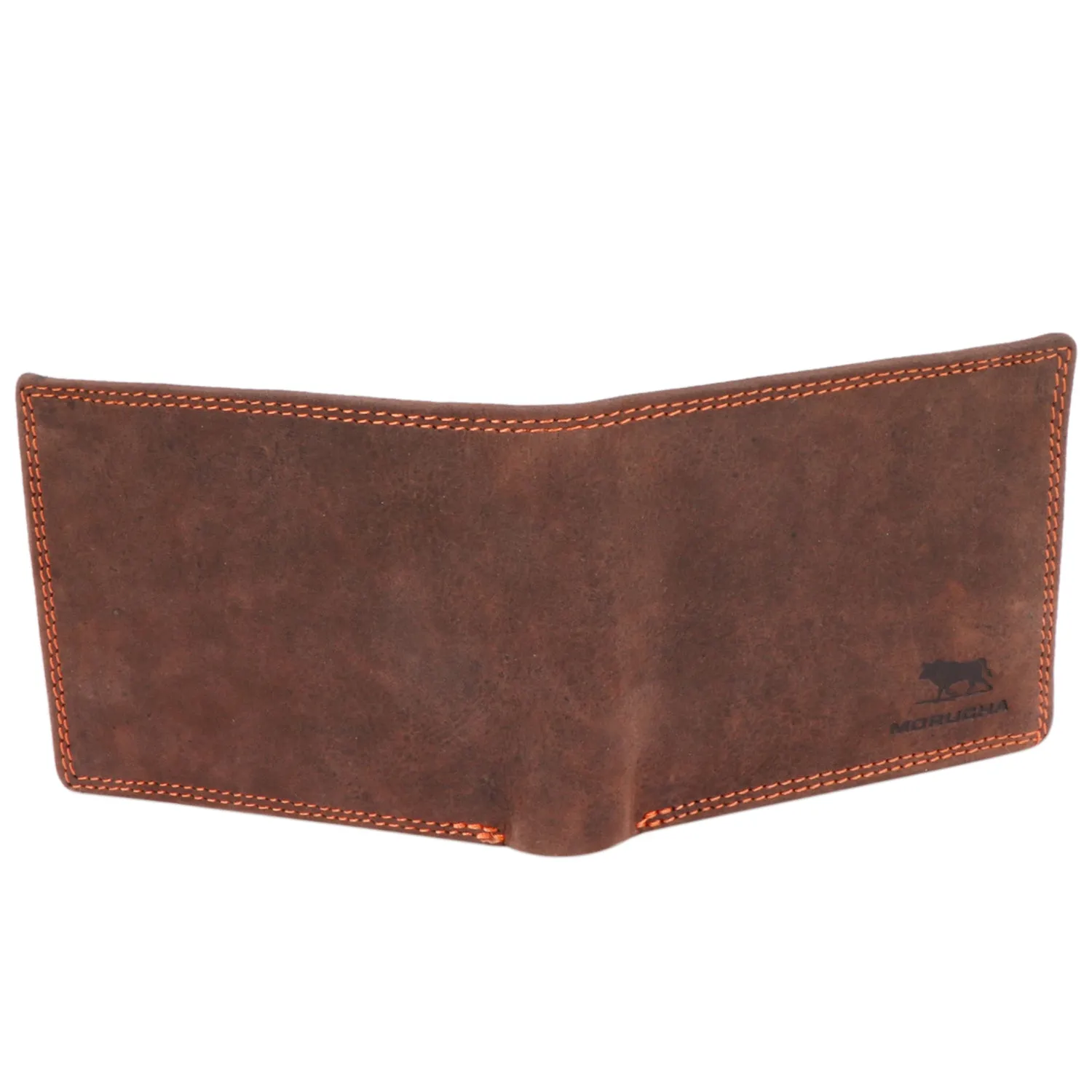 Mens RFID Oiled Hunter Leather Billfold Wallet Brown