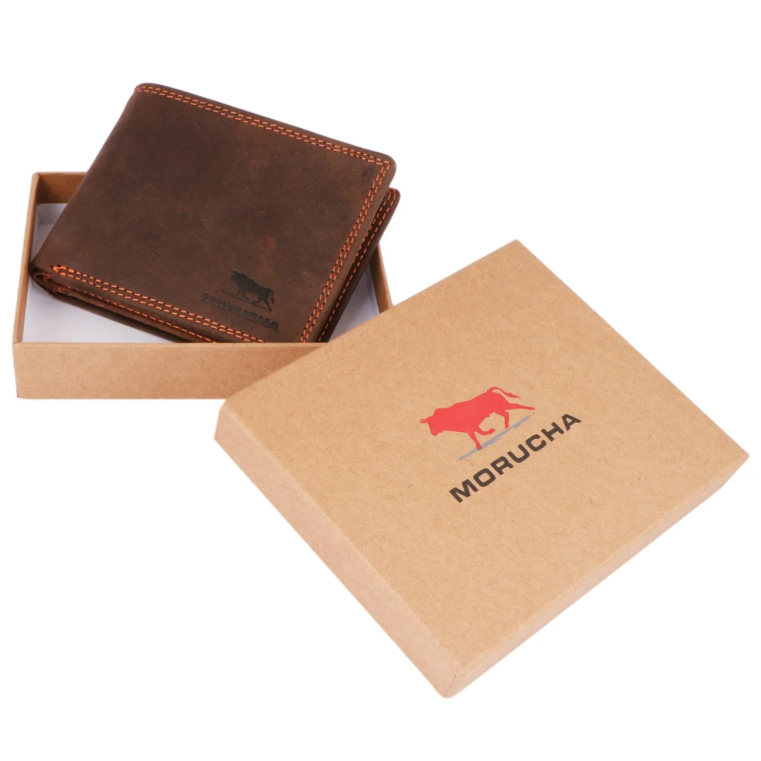 Mens RFID Oiled Hunter Leather Billfold Wallet Brown