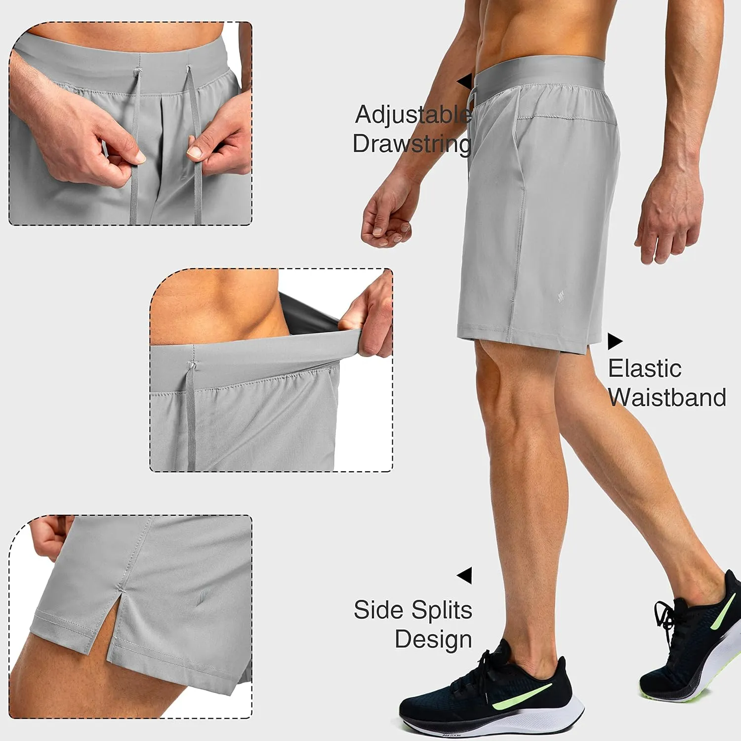 Men's Running Shorts with Zipper Pockets 7"/ 5"/ 9" Lightweight Quick Dry Basketball Gym Workout Athletic Shorts for Men