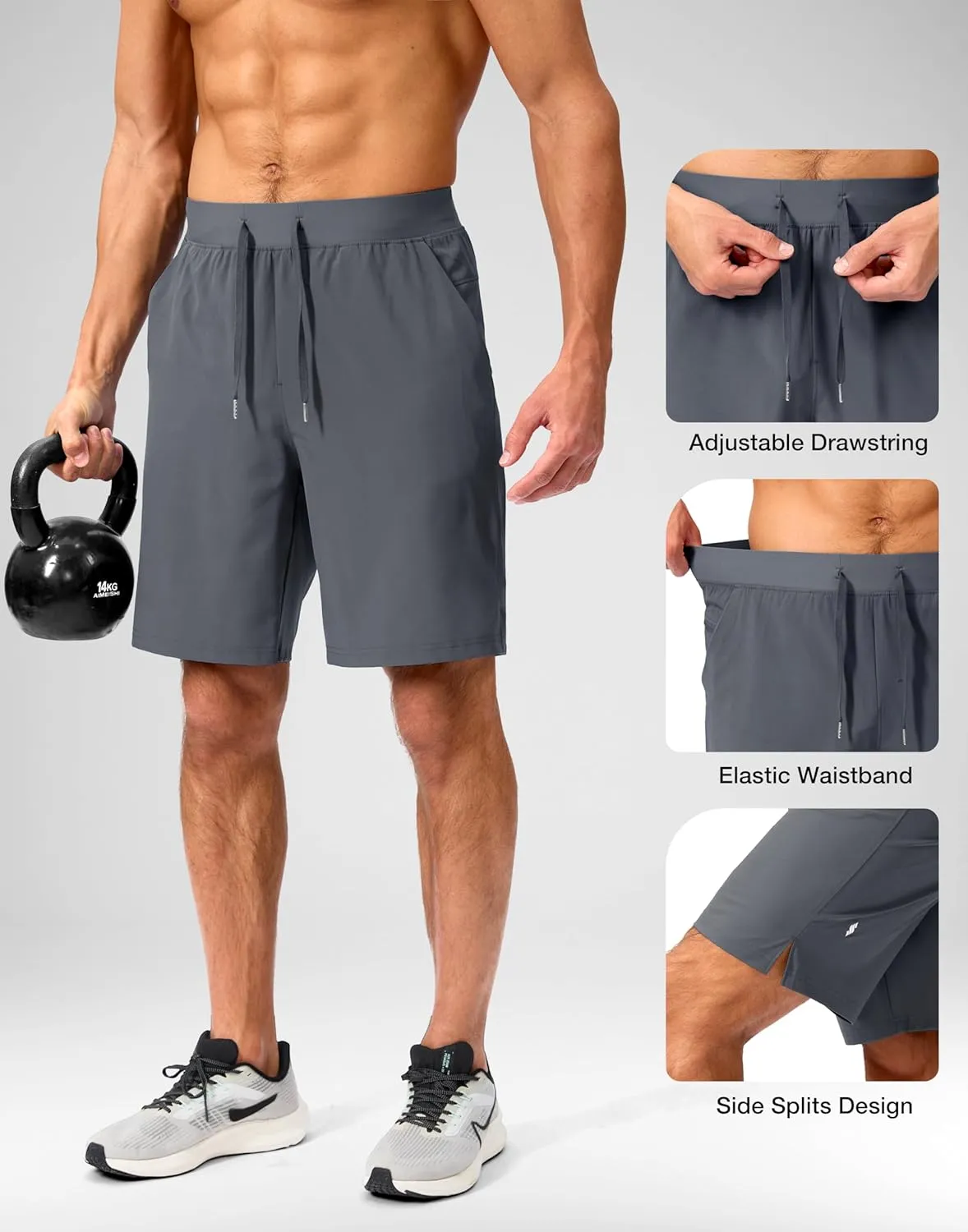 Men's Running Shorts with Zipper Pockets 7"/ 5"/ 9" Lightweight Quick Dry Basketball Gym Workout Athletic Shorts for Men