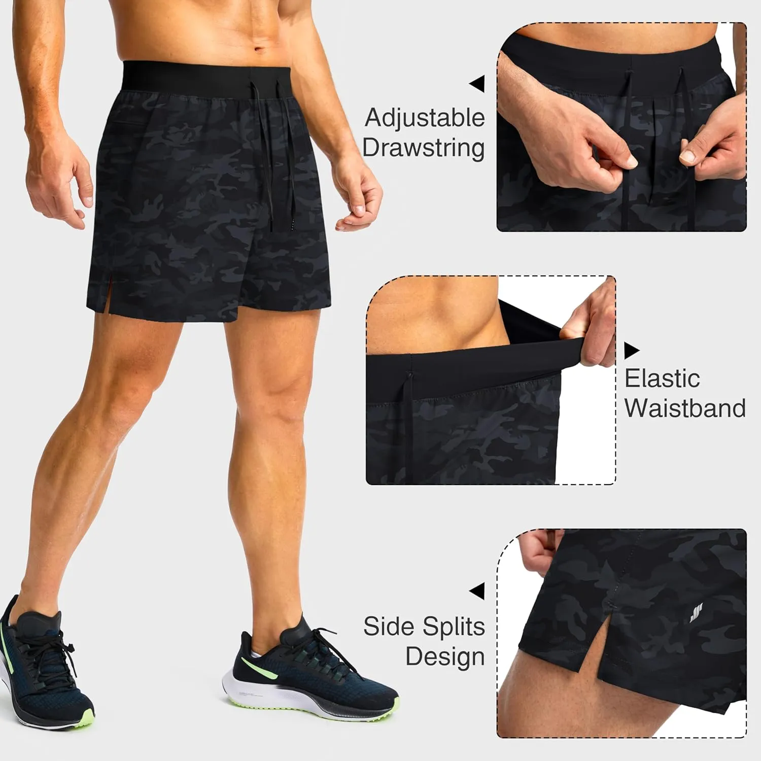Men's Running Shorts with Zipper Pockets 7"/ 5"/ 9" Lightweight Quick Dry Basketball Gym Workout Athletic Shorts for Men